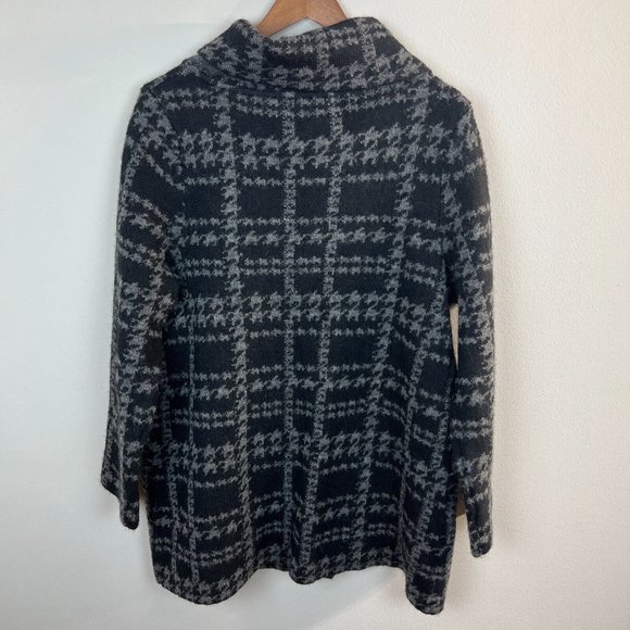 Tahari Cardigan Sweater 1X Women Black Gray‎ Knit Wool Blend Longline Button - Picture 6 of 11